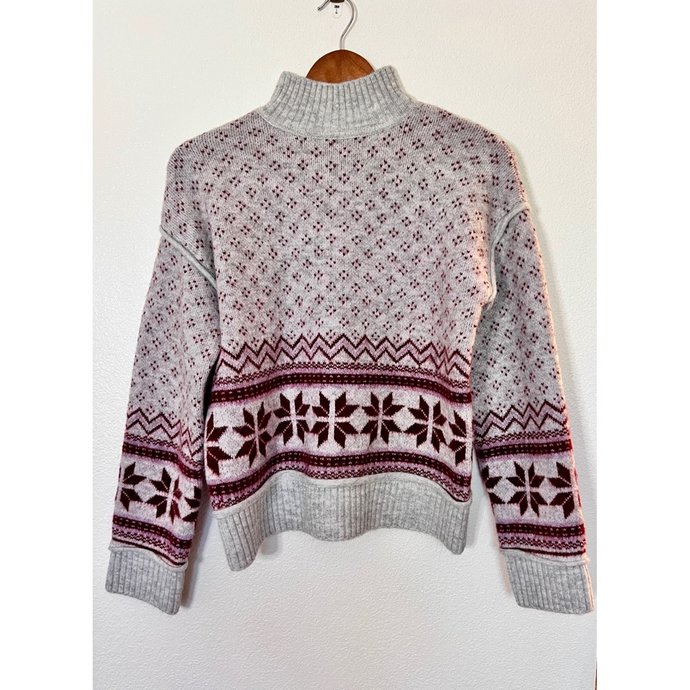 Marled Fair Isle Mock Neck Sweater XS Nordic Cozy Winter Cabin